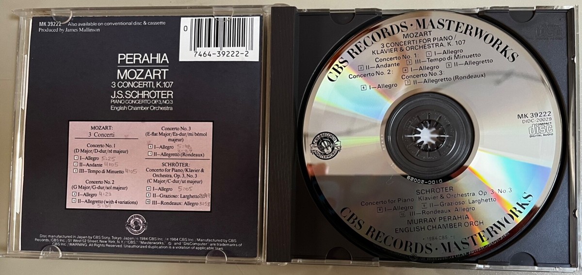 Mozart MURRAY PERAHIA 3 Piano Concerti K107, JP Schroter