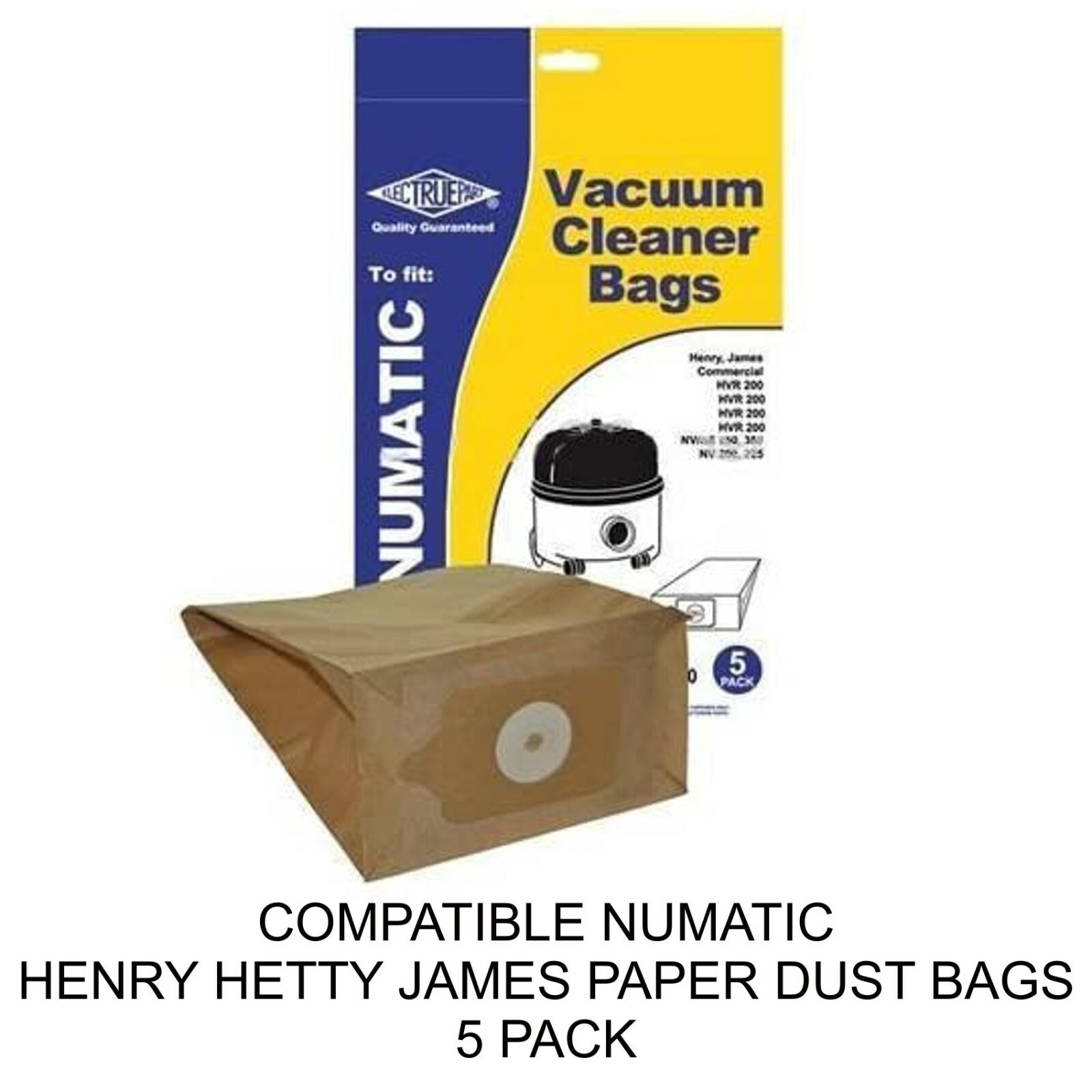 Henry Numatic Hvr Hvr200 Nrv Nvq Vacuum Cleaner Paper Dust Hoover Bags X 5