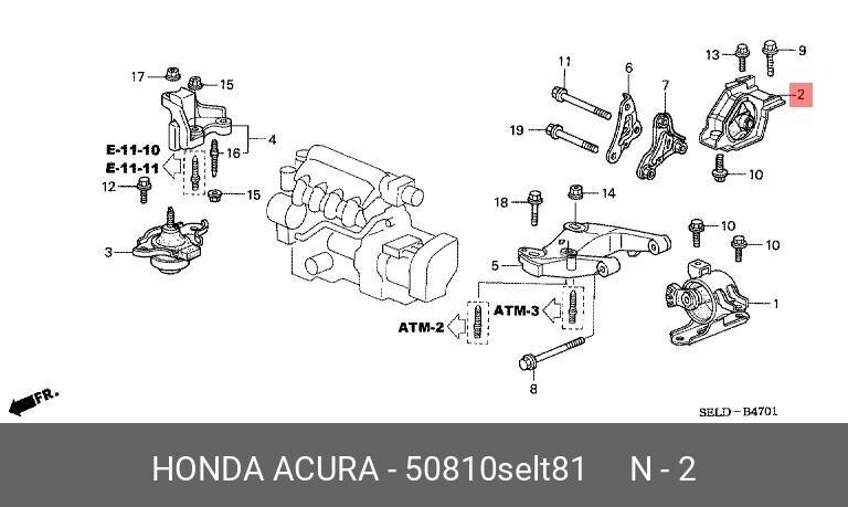 Genuine OEM Rear Engine Mount RR 50810-SEL-T81 2003-2008 Honda Fit