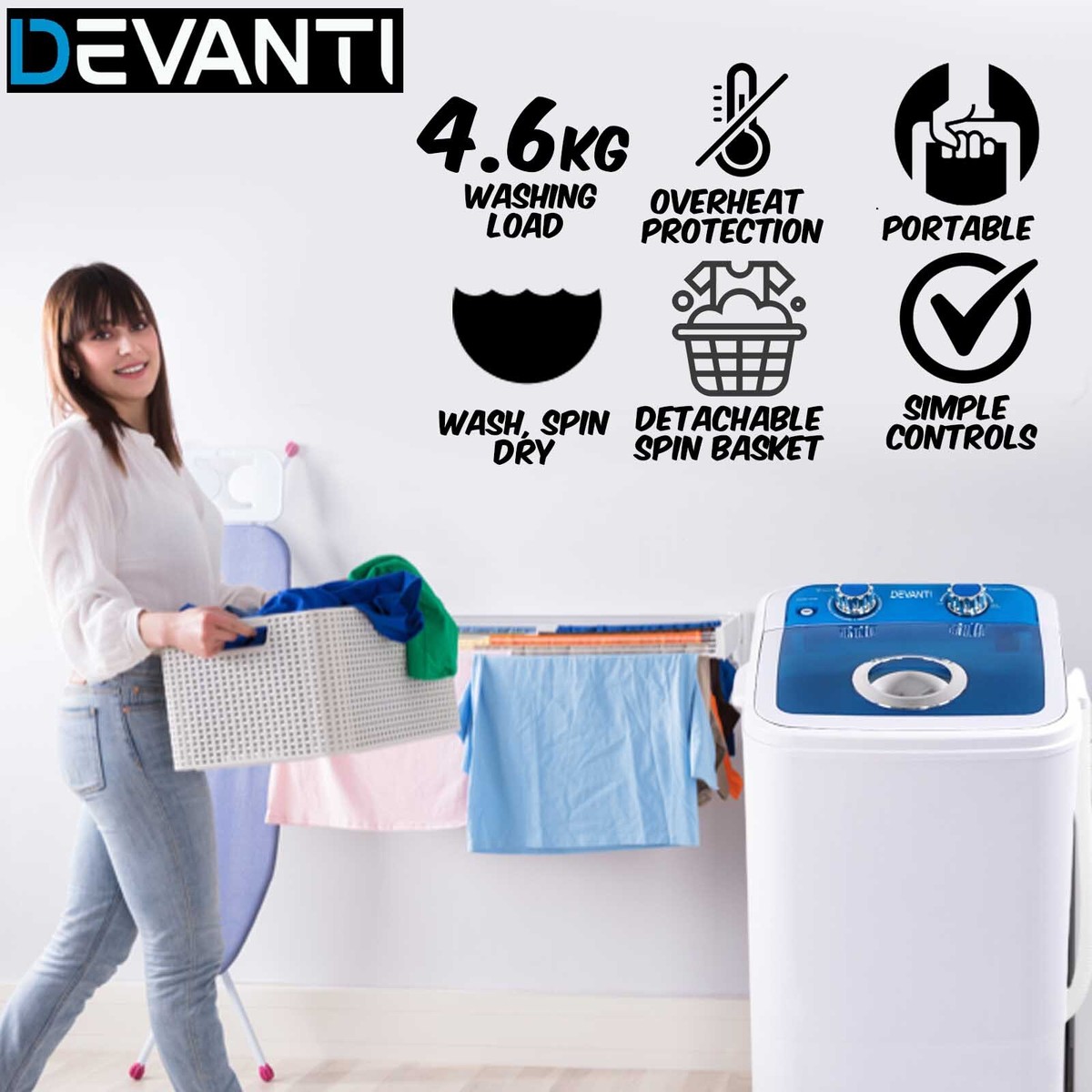 Devanti Mini Portable Washing Machine Outdoor Camping