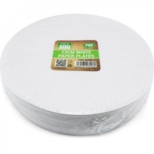100 Large White Paper Plates - 23cm/9" - Disposable - Great Quality - NEW