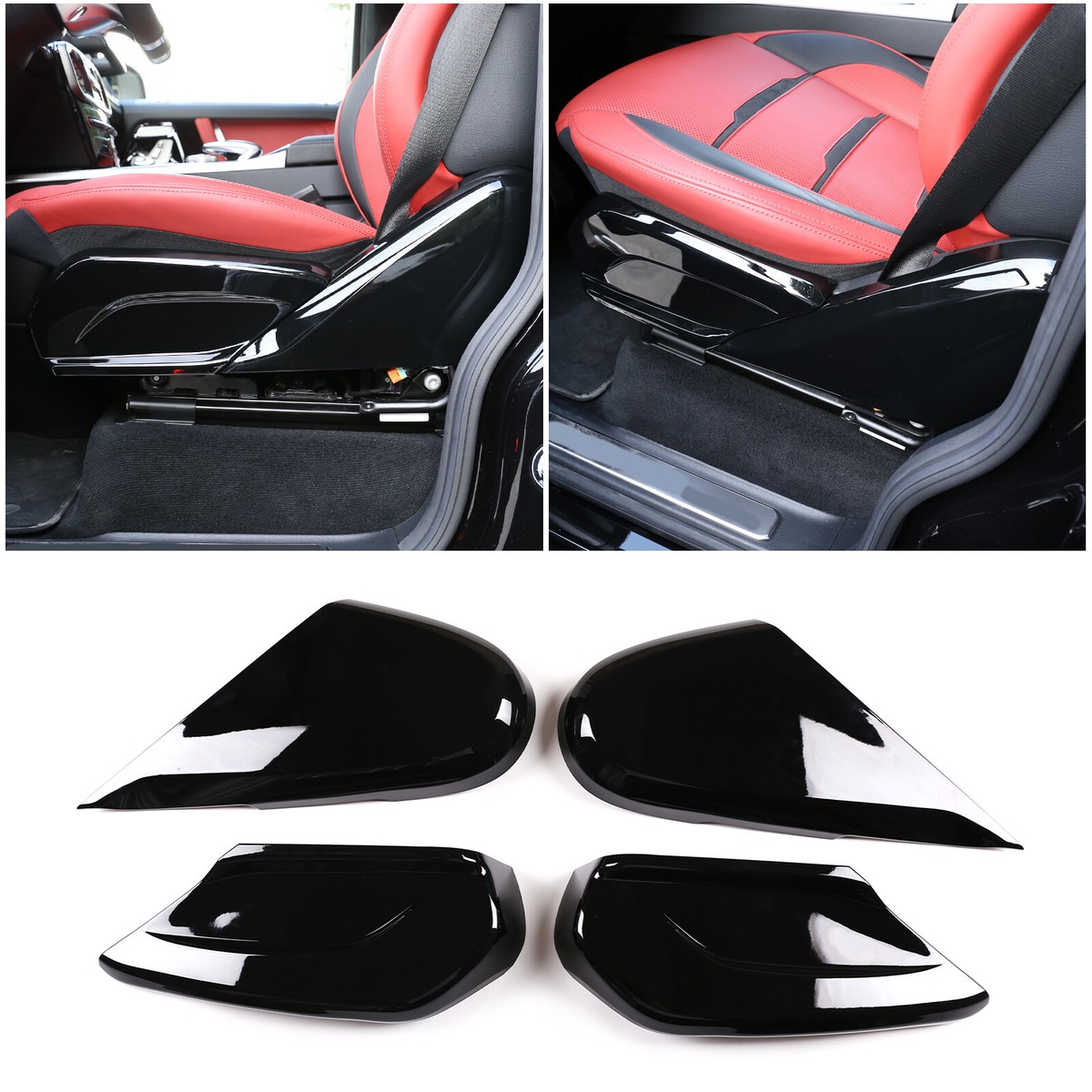 MB-114-縦目ベンツ-フロントシート左右セツト販売 Glossy Black ABS Front Seat Side Panel Cover Trim For Benz G-Class