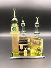 Crystal Glass Makkah Mecca Clock Tower Allah Kaaba Quran Islamic Gift With Box