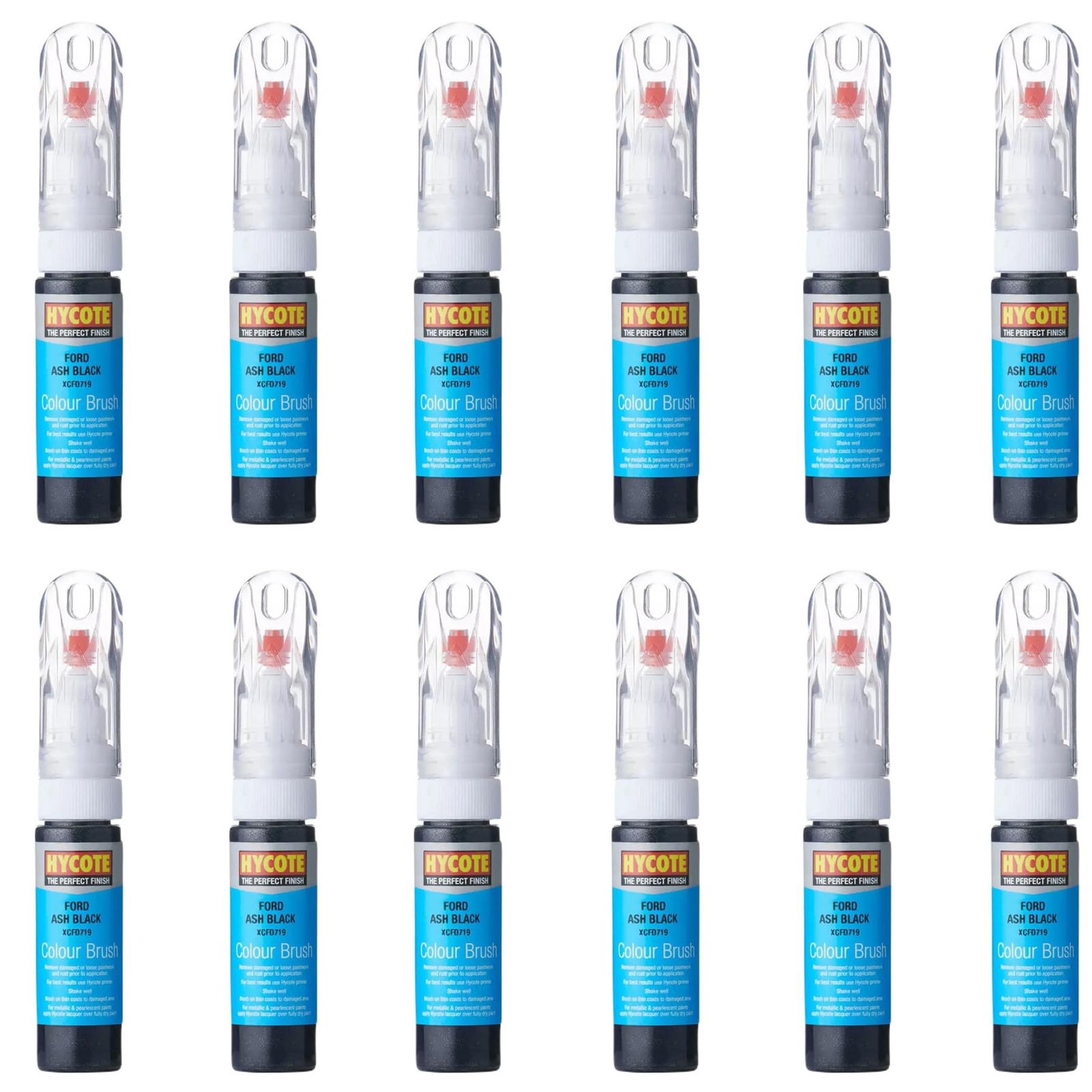 Hycote Colour Touch Up Brush Paint  Ford Ash Black (Pearlescent) 12.5ml x12