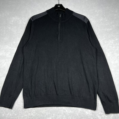 Michael Kors Men's Size Large Black 1/4 Zip Pullover Sweater