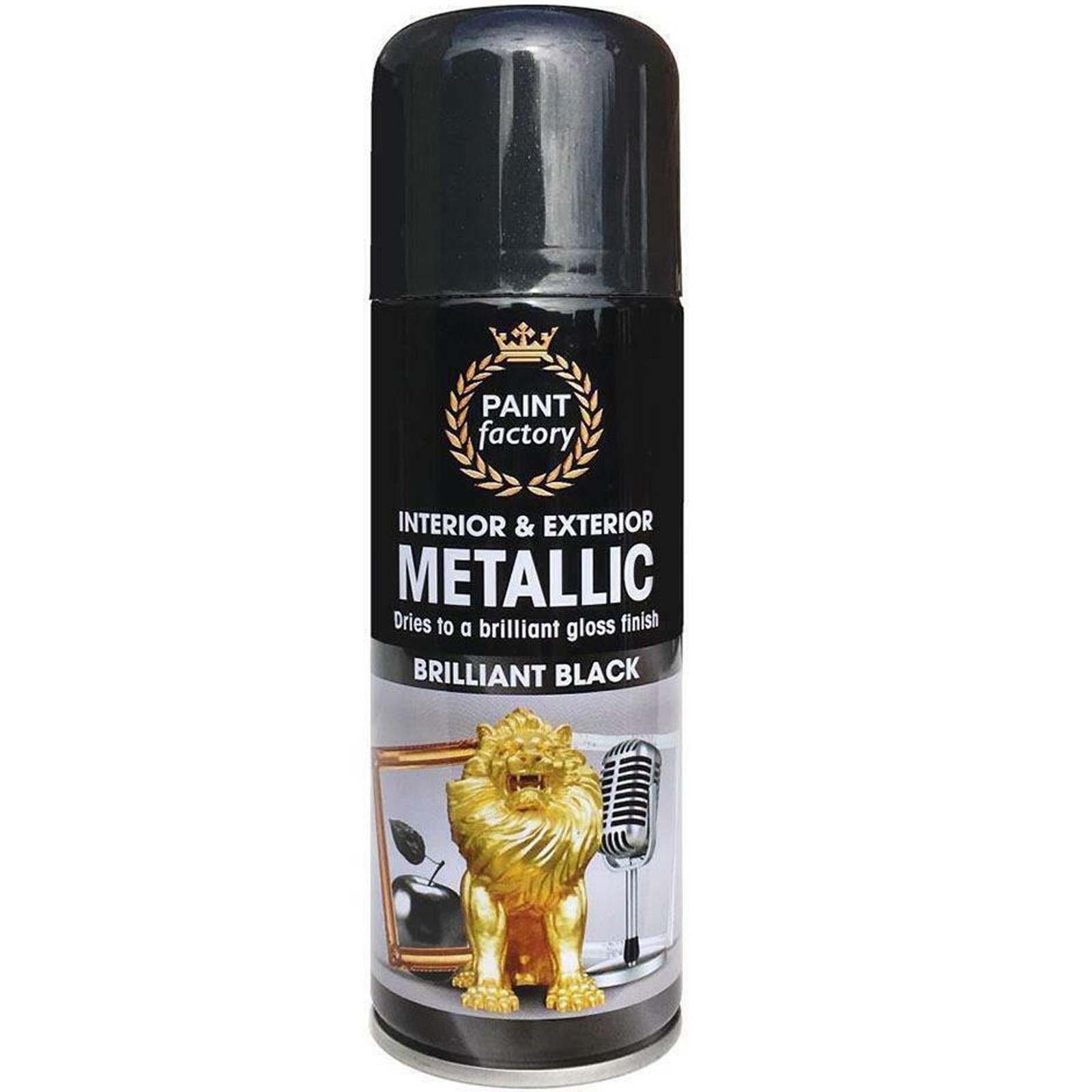 Black Brilliant Metallic Spray Paint Interior/Exterior for Metal Wood
