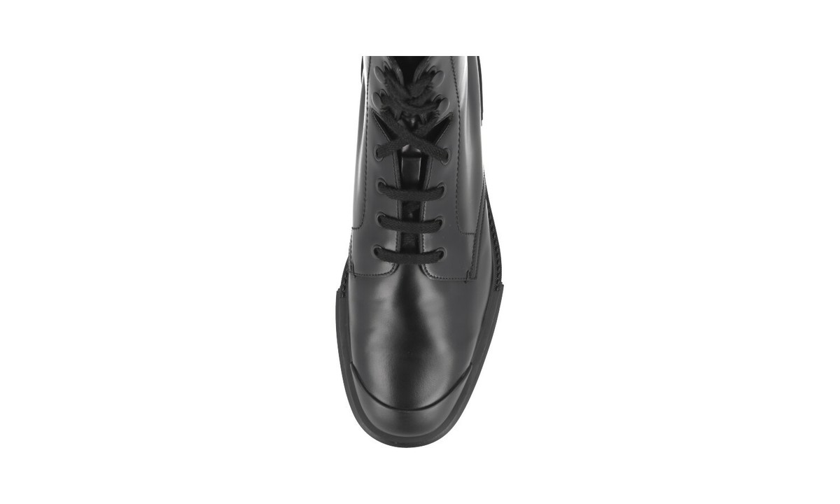 AUTH LUXURY PRADA HALF-BOOT SHOES 2TE137 BLACK LEATHER NEW