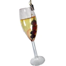 RAZ Eric Cortina Cranberry Spritz Champagne Cocktail Glass Ornament Holiday
