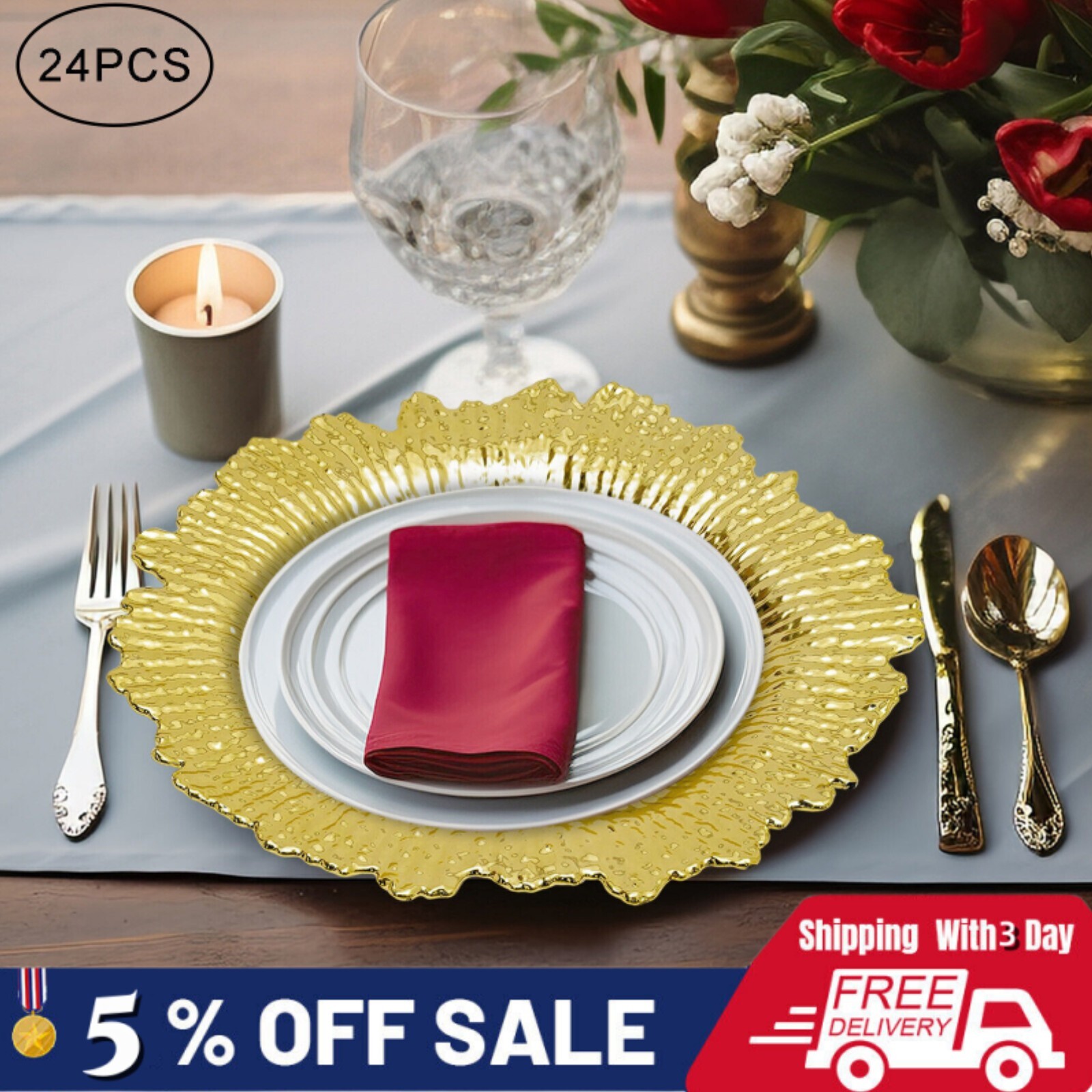 24pcs Plates Charger 13