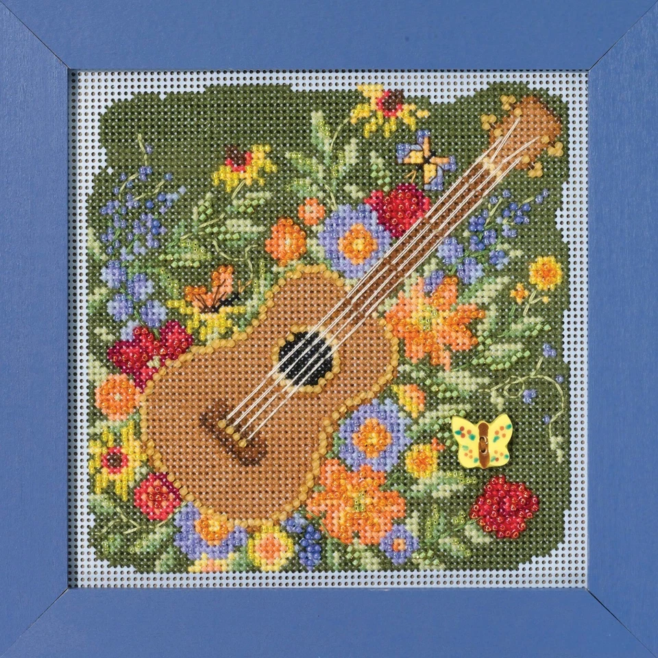 Festive Guitar Cross Stitch Kit Mill Hill 2023 Buttons Beads Spring - Image 2 of 2