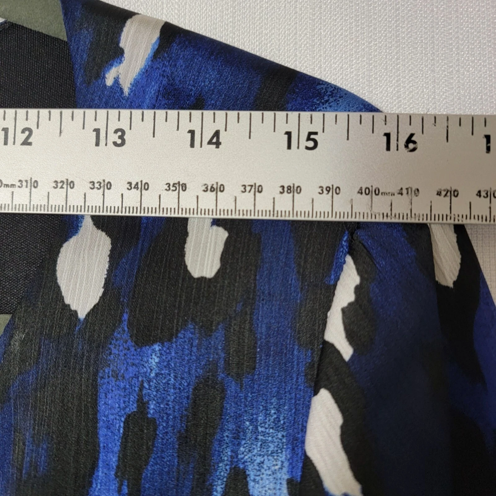 Top donna ALYX pull over taglia M maniche lunghe campana intarsiato pizzo blu nero bianco