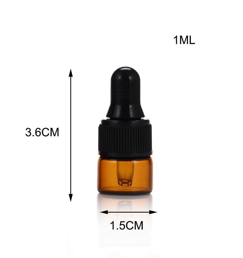 1Pcs *Single* Mini Amber Glass Dropper Bottle 1ml for gift giving or sample