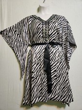 Women Clothing Ponchow Top Blouse Tunic Mini Dress W/Belt Free Size 54" around