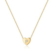 Initial Necklace for Women, Dainty 14K Gold Plated Letter P Initial Heart Nec...