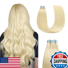 Sunya Blonde Tape-In Human Hair Extensions 14" Straight Platinum
