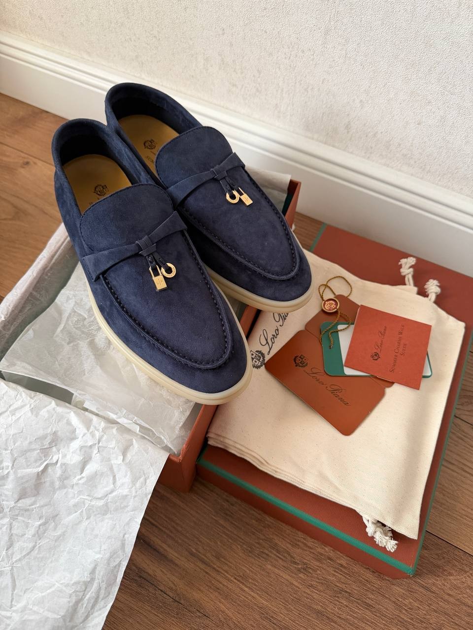 Loro Piana Summer Walk Loafers Navy Suede Women’s EU 39 US 8 Slip On