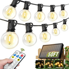 Solar String Lights Outdoor Waterproof with Remote Timer, LED Shatterproof G40