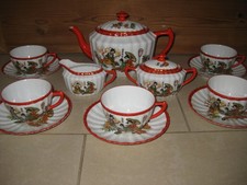 TIEFENFURT : Antikes asiatisches Teeservice, Porzellan, Japan-bunt, Echt Tuppack