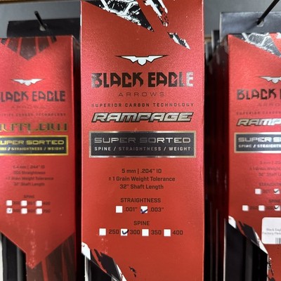 Black Eagle Arrows Rampage Arrow 300 .003 5mm Fletched 6pk 02973