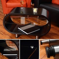 Wohnzimmertisch Couchtisch Tisch Glastisch Loungetisch Schwarz Run Beistelltisch