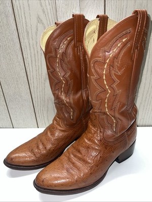 Vintage Dan Post Ostrich Leather Boots DP8513 Size 10 EW Cognac GUC