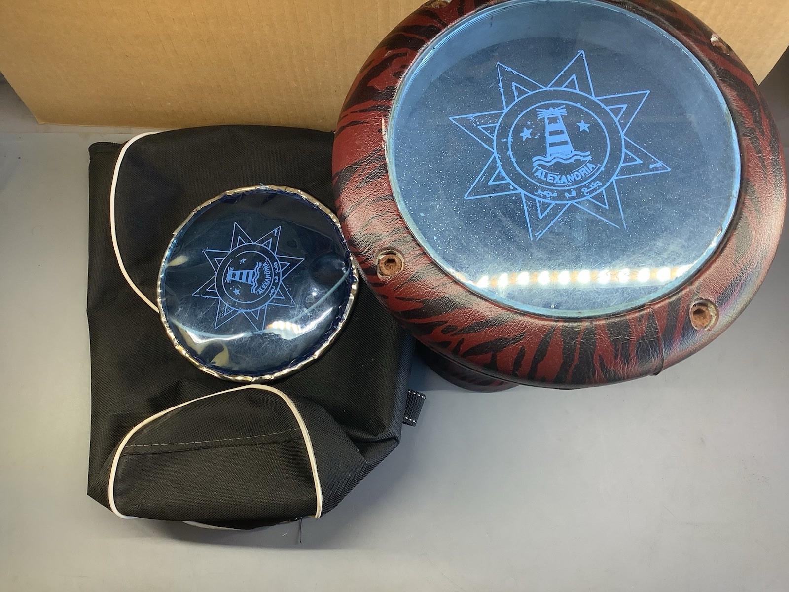 Alexandria Egyptian Metal Hand Drum Red Stripe With Case