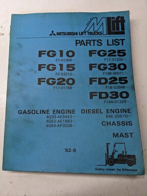 MITSUBISHI FORK LIFT PARTS LIST BOOK MANUAL CATALOG FG FD 10 15 20 25 30 1982