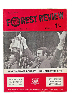 Stadionheft - Nottingham Forest vs Manchester City - 11.10.1969 - No entries