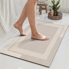 YDKGL Non Slip Bath Mat Thin Bathroom Rugs Fit Under Door Beige 16"x 24"  Quick