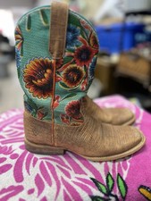 Ariat Kids Circuit Champion Floral Brown Turquoise Boots 10023070 Size 2.5 Y