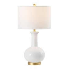 27" White/Gold Ceramic Table Lamp for Living Room Bedroom, Modern Transitiona...
