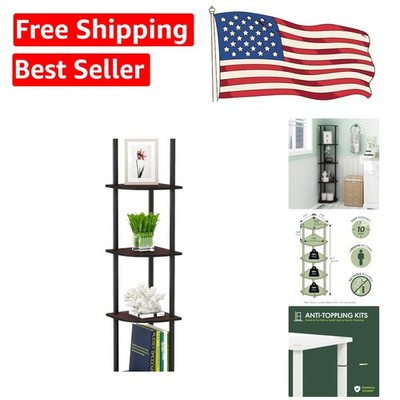 5-Tier Corner Shelf - Elegant Dark Cherry Open Storage for Stylish Organization