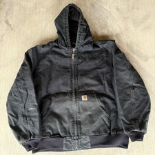 Vintage Carhartt Quilted Hooded Active Jacket “stone Black” J130 Faded Men’s XL