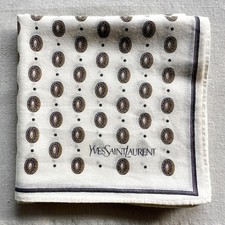 Vintage Mens Handkerchief Buttons Brown Classic Pocket Square Beige Cotton 18"