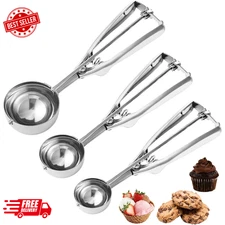 Cookie Scoop,Set of 3 Cookie Dough Scoops for Baking 1 Tbsp,2 Tbsp,3 Tbsp,Stainl