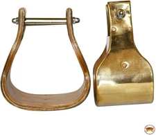 Western Brass Bounded Wooden Stirrup Pair with 5.5 Inches Height