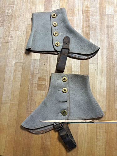 ADLER Men’s Leather Button Shoe Spats Gaiters Shoe Accessories, Gray/Brown