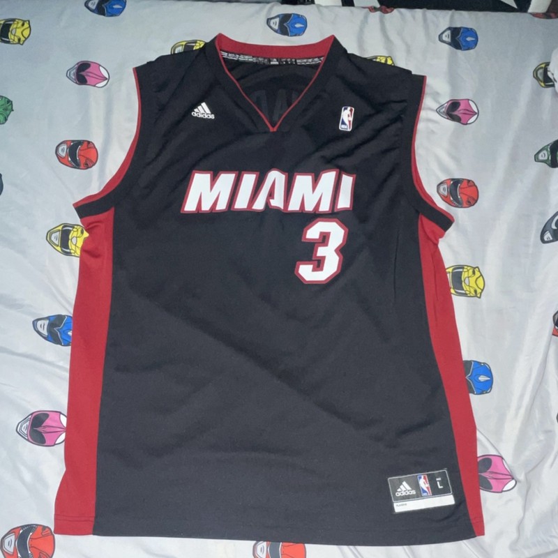 Adidas Dwyane Wade #3 Miami Heat NBA Jersey L Black/Red/White