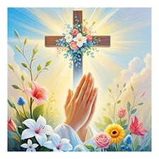 Religious Cross Praying Diamond Art Kit 5D DIY Full Drill Faith Wall Decor