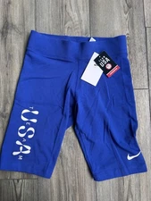 NWT- Nike  Women's USA Essentials Mid-Rise Biker Shorts Royal Blue Size: SMALL