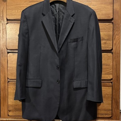 Vintage Chaps Ralph Lauren Suit 46r Navy Blue Check Wool Canada 2 Piece
