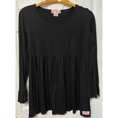 Ruffle Girl Womens Top XXL Black Long Sleeve Ruffle Bottom