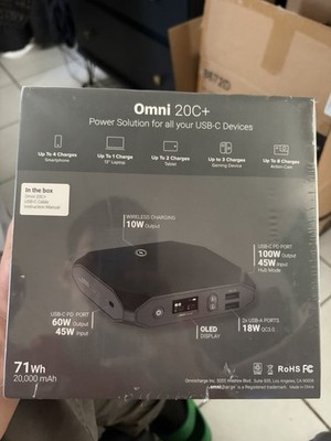 Omnicharge Omni 20C+ Portable Charger 20000mAh USB-C USB-A for Laptop Tablet