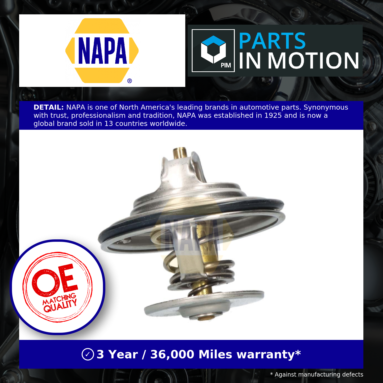 Coolant Thermostat fits RENAULT R25 84 to 93 NAPA Genuine Top Quality Guaranteed