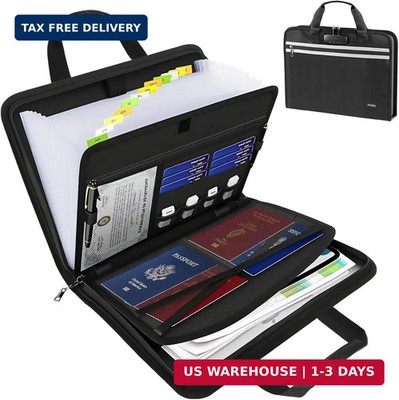 Fireproof Accordion File Organizer Lock 13 Pocket Document Folder A4 Letter