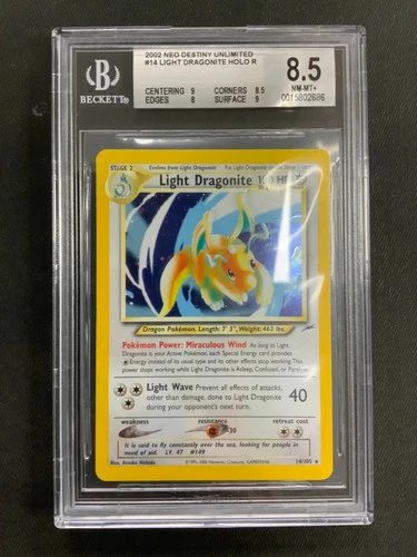 Pokemon Light Dragonite Neo Destiny 14/105 Holo Rare BGS 8.5
