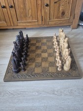 Anne Carlton Chess Set Westminster Abbey 8" King Ivory and Dark Brown 24" Board