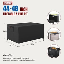 48 Fire Pit Cover Rectangular Waterproof Heav...