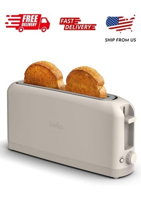 bella Fits-Anywhere  Slim Toaster, 2 Slice Extra Long & Wide Slot, Oatmilk
