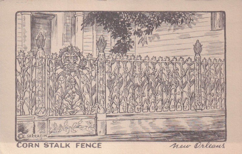 PLEASE READ ! Cornstalk Fence Royal Street New Orleans LA - Old Vintage Postcard